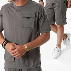 Meilleure vente ⌛ Ensemble Tee ⌛ Shirt Short AD003 Gris Anthracite de Classic Series 🌟