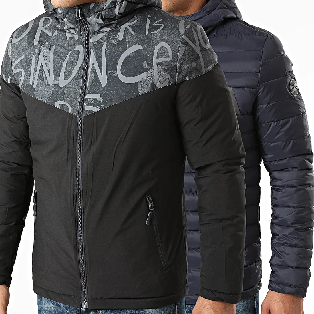 Meilleur prix 🎉 Doudoune Capuche Réversible 1004 Bleu Marine Gris Noir de Classic Series ✨ 3 Meilleur prix 🎉 Doudoune Capuche Réversible 1004 Bleu Marine Gris Noir de Classic Series ✨