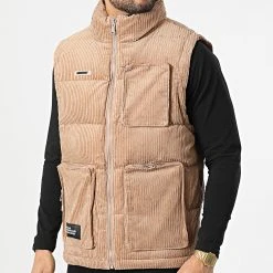 Coupon ⭐ Veste Zippée Sans Manches AN13001 Marron Clair de Classic Series 🧨