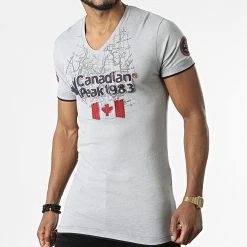 Meilleure vente 😀 Tee 😀 Shirt Col V Jundeak Gris de Classic Series ⭐