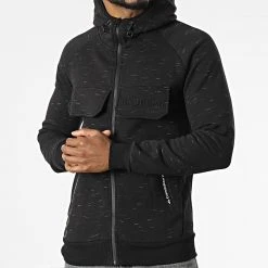 Budget ⭐ Sweat Zippé Capuche Gortion Noir Chiné de Classic Series 👏 -Classic Series Soldes canadian peak 309431 GORTION BLACK 20220408T123329 03