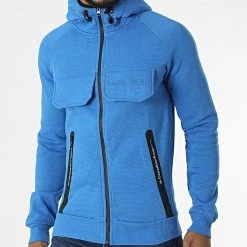 Coupon 🎉 Sweat Zippé Capuche Gortion Bleu de Classic Series ⭐