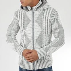 Bon marché ✔️ Gilet Zippé Capuche 1021 Blanc Gris de Classic Series 🌟 -Classic Series Soldes classic series 204560 1021 LIGHT GREY 20191122T111918 03