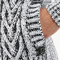 Promo ⌛ Gilet Zippé Capuche 1016 Blanc Noir de Classic Series 🤩 -Classic Series Soldes classic series 204566 1016 BLACK GREY 20191122T112612 04