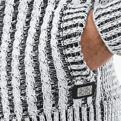 Promo 👍 Gilet Zippé Capuche 1015 Blanc Noir de Classic Series ✨ -Classic Series Soldes classic series 204592 1015 WHITE BLACK 20191122T112839 04