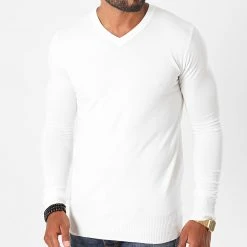 Meilleure vente ⭐ Pull Col V J662 Blanc de Classic Series ⌛