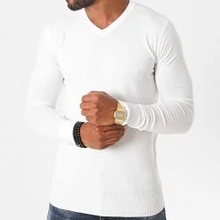 Meilleure vente ⭐ Pull Col V J662 Blanc de Classic Series ⌛ -Classic Series Soldes classic series 228219 J662 8 20200812T095643 03