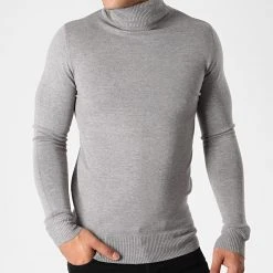 Grosses soldes 👍 Pull Col Roulé J663 Gris Chiné de Classic Series ✔️