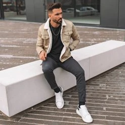 Remise ⭐ Veste Jean Super Skinny Fit Col Mouton 7001 Camel Clair de Classic Series 👏 -Classic Series Soldes classic series 241403 W 7001 CAMEL CLAIR TPDT 20210210T151716 06