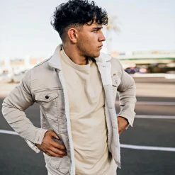 Top 10 😉 Veste Jean Super Skinny Fit Col Mouton 7001 Beige Clair de Classic Series 👏 -Classic Series Soldes classic series 241404 W 7001 STONE BEIGE TPDT 20210302T134623 04