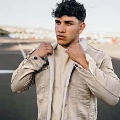 Top 10 😉 Veste Jean Super Skinny Fit Col Mouton 7001 Beige Clair de Classic Series 👏 -Classic Series Soldes classic series 241404 W 7001 STONE BEIGE TPDT 20210302T134625 05