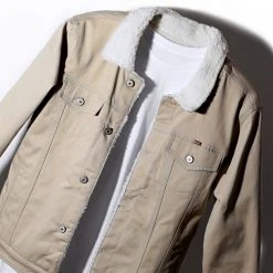 Top 10 😉 Veste Jean Super Skinny Fit Col Mouton 7001 Beige Clair de Classic Series 👏 -Classic Series Soldes classic series 241404 W 7001 STONE BEIGE TPDT 20210326T080522 05