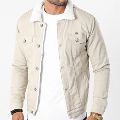 Top 10 😉 Veste Jean Super Skinny Fit Col Mouton 7001 Beige Clair de Classic Series 👏