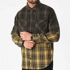 Meilleure vente 👍 Chemise Manches Longues A Carreaux 1568 Jaune Vert Kaki Dégradé de Classic Series ⌛ -Classic Series Soldes classic series 244910 1568 JAUNE 20201223T141255 03