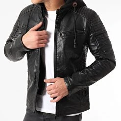 Nouveau 🎁 Veste Biker A Capuche LP5538 Noir de Classic Series ✔️