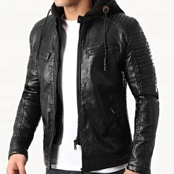 Nouveau 🎁 Veste Biker A Capuche LP5538 Noir de Classic Series ✔️ -Classic Series Soldes classic series 247927 LP5538M K 20210127T134801 03