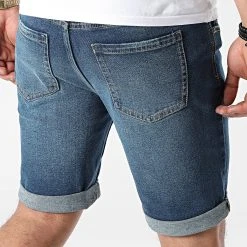 Meilleure vente ❤️ Short Jean Mr Orange Bleu Denim de Classic Series ⭐ -Classic Series Soldes classic series 255007 DP2000 DARK BLUE DESTROY 20210315T160649 04
