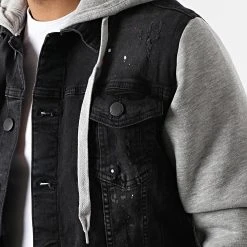 Top 10 😀 Veste Jean Capuche AF1948 Noir Gris Chiné de Classic Series ⌛ -Classic Series Soldes classic series 260566 AF1948 3 20210406T162420 02