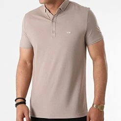 Offres 👍 Polo Manches Courtes 1104 Taupe de Classic Series 😀