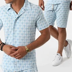 Budget ✔️ Ensemble Chemise Manches Courtes Short G21-155T Bleu Ciel Blanc de Classic Series 🥰