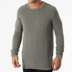 Remise ✔️ Sweat Crewneck Dot Knit DP120001 Vert Kaki de Classic Series 😉