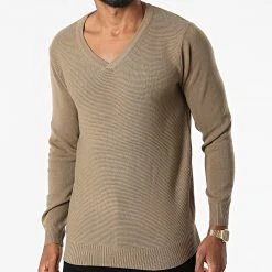 Vente flash 🔥 Pull Col V G1812 Marron de Classic Series ⌛