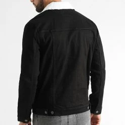 Promo 🔔 Veste Jean Col Mouton Kash Teddy DP3010 Noir de Classic Series ⭐ -Classic Series Soldes classic series 281288 DP3010 001 20220824T123314 04