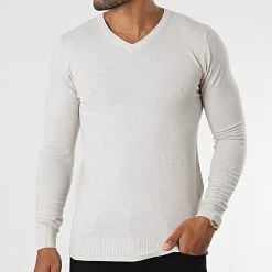 Offres ⭐ Pull Col V 662 Beige de Classic Series 😀 -Classic Series Soldes classic series 282784 J662 1 20210908T161917 03