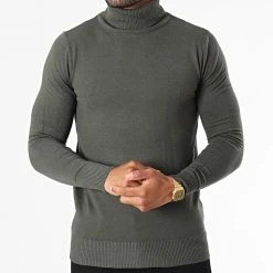 Nouveau ❤️ Pull Col Roulé 663 Vert Kaki de Classic Series 😀 -Classic Series Soldes classic series 282823 J663 18 20210908T161730 03