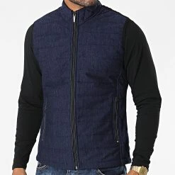 Sortie 🎉 Veste Zippée Sans Manches 2000 Bleu Marine Chiné de Classic Series 🔔
