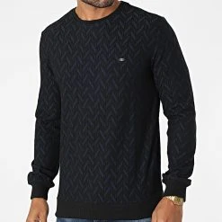 Vente flash ⌛ Sweat Crewneck 20k-2020 Bleu Marine Noir de Classic Series ❤️