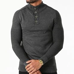 Meilleure vente ✨ Pull Col Montant 2103 Gris Anthracite Chiné de Classic Series 🛒 -Classic Series Soldes classic series 285166 2103 ANTHRACITE BLACK 20210922T151030 03