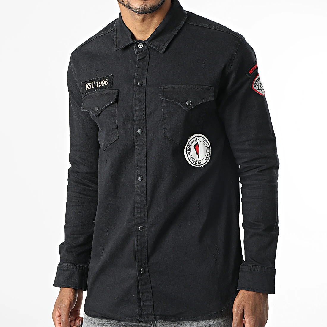 Tout neuf ⭐ Chemise Jean Manches Longues G-146 Noir de Classic Series 🎁 3 Tout neuf ⭐ Chemise Jean Manches Longues G-146 Noir de Classic Series 🎁