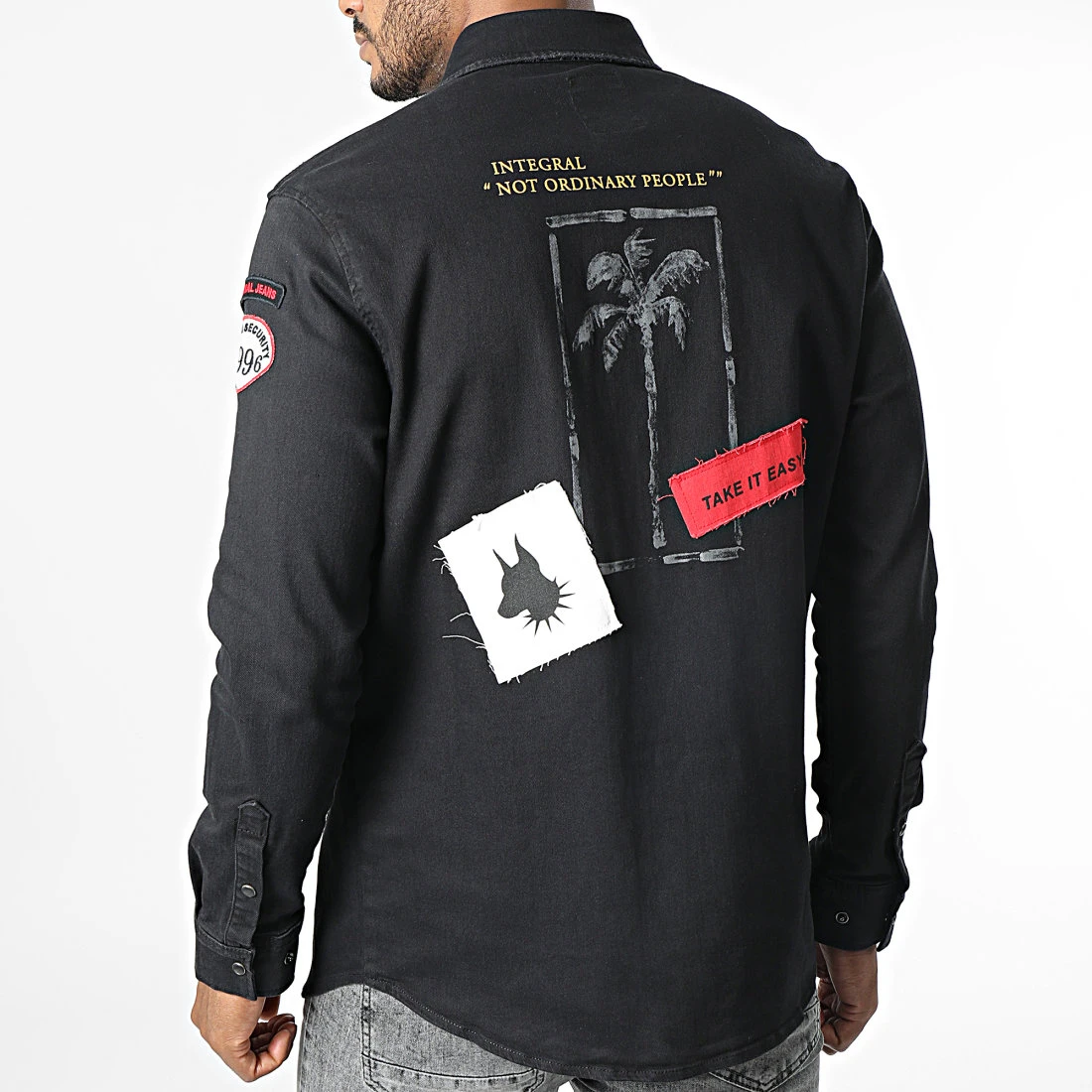 Tout neuf ⭐ Chemise Jean Manches Longues G-146 Noir de Classic Series 🎁 6 Tout neuf ⭐ Chemise Jean Manches Longues G-146 Noir de Classic Series 🎁 – Image 4