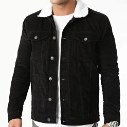 Remise 🎉 Veste Velours Col Mouton Corduroy Teddy Noir de Classic Series ✨ -Classic Series Soldes classic series 287181 JIB DP AW20 046 001 20211006T103012 03