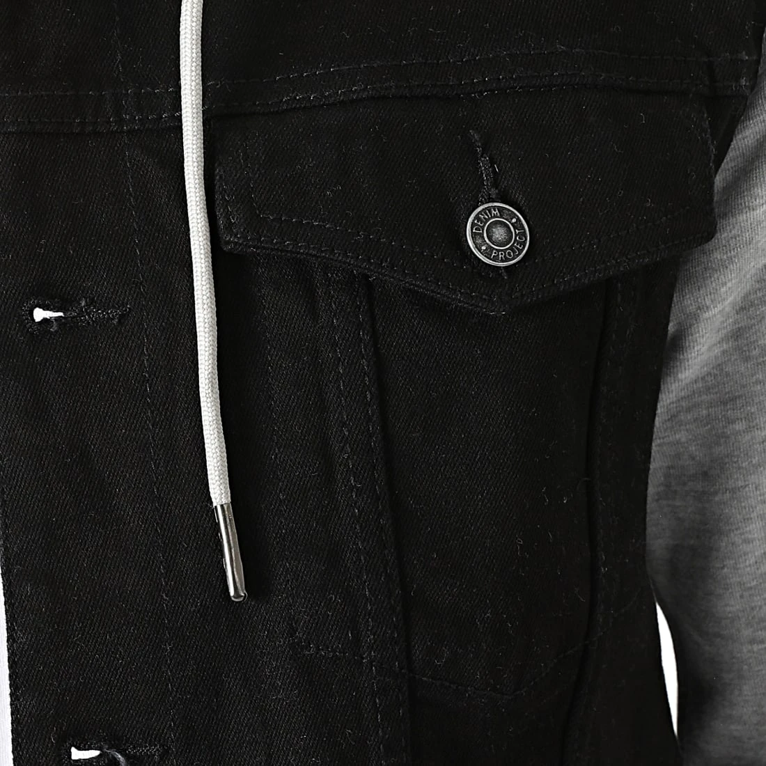 Vente flash ❤️ Veste Jean Capuche DP18 Noir Gris Chiné de Classic Series ⌛ 4 Vente flash ❤️ Veste Jean Capuche DP18 Noir Gris Chiné de Classic Series ⌛ – Image 2