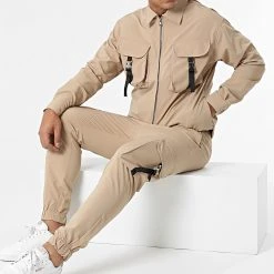 De gros ⭐ Ensemble Pantalon Cargo Chemise 8129-2516 Camel de Classic Series 🎉