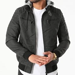 Promo 🛒 Veste Zippée Capuche 9682-A Noir Gris Chiné de Classic Series 🔔 -Classic Series Soldes classic series 290087 9682 A BLACK 20211028T163557 03