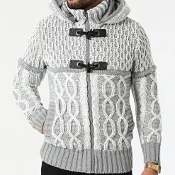 Acheter ✔️ Gilet Zippé Capuche 1020 Gris Blanc de Classic Series ✔️ -Classic Series Soldes classic series 291061 1020 GREY 20211111T155749 03