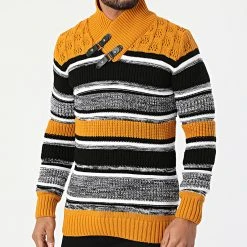 Tout neuf 🤩 Pull 2110 Orange Noir de Classic Series ⭐ -Classic Series Soldes classic series 291151 K 2110 MUSTARD 20211111T155820 01