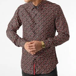 Remise 😍 Chemise A Manches Longues Slim5028 Noir Orange Floral de Classic Series ⭐ -Classic Series Soldes classic series 292719 SLIM5028 5 20211125T155845 03