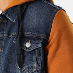 Promo 😀 Veste Jean Capuche 1944 Bleu Denim Orange de Classic Series 🌟 -Classic Series Soldes classic series 292849 1944 BLEU CAMEL 20211129T092103 02