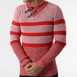 Nouveau 😍 Pull Col Amplified 2109 Rouge Chiné de Classic Series 🤩 -Classic Series Soldes classic series 294426 2109 RED 20211210T150827 03