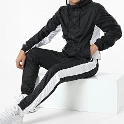 Acheter 🎁 Ensemble De Survetement A Bandes KS-01037 Noir Blanc de Classic Series 😉