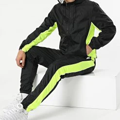 Vente flash 🎉 Ensemble De Survetement KS-01037 Noir Jaune Fluo de Classic Series ✨