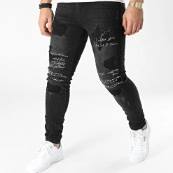 Budget 🌟 Jean Slim E7668 Noir de Classic Series ✨