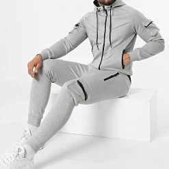 Promo 👏 Ensemble Jogging T-867 Gris Chiné de Classic Series 👍