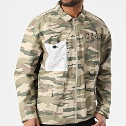 Budget ⌛ Chemise Manches Longues Zippée Camouflage Boxy Canvas Vert Kaki Beige de Classic Series 🧨 -Classic Series Soldes classic series 300857 AW21 060 DESERT CAMO 20220203T160923 03