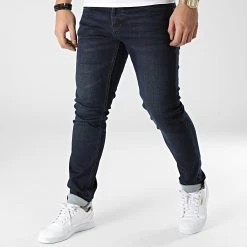 De gros 🎁 Jean Slim D-3125 Bleu Brut de Classic Series ❤️