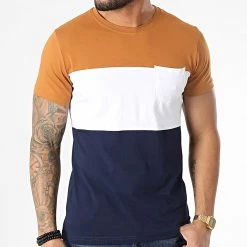 Meilleur prix ✔️ Tee 🛒 Shirt Poche Tricolore 4034 Bleu Marine Blanc Camel de Classic Series 🛒 -Classic Series Soldes classic series 307269 4034 TABAC 20220304T143001 03